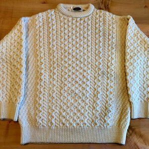 Traditional Irish Merino Wool Crewneck Sweater - Men's Large